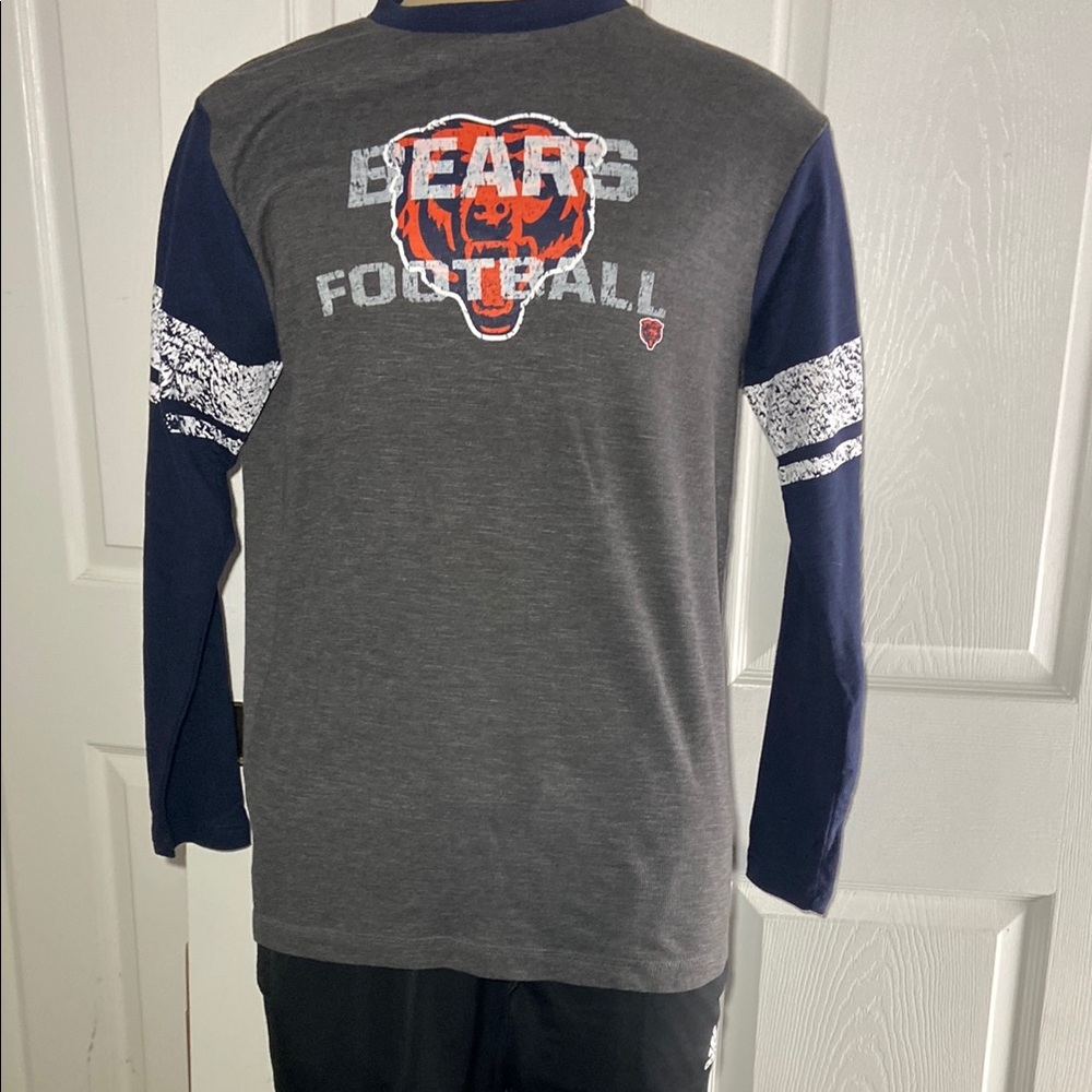 Majestic Chicago Bears Long Sleeve Shirt Men’s Large NFL Gray Blue Graphic Tee